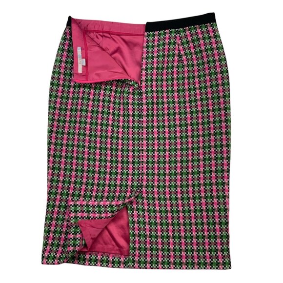 Boden Notre Dame Skirt 10L Pink Green Tweed Wool Blend Pencil Knee Length Career - Picture 4 of 12